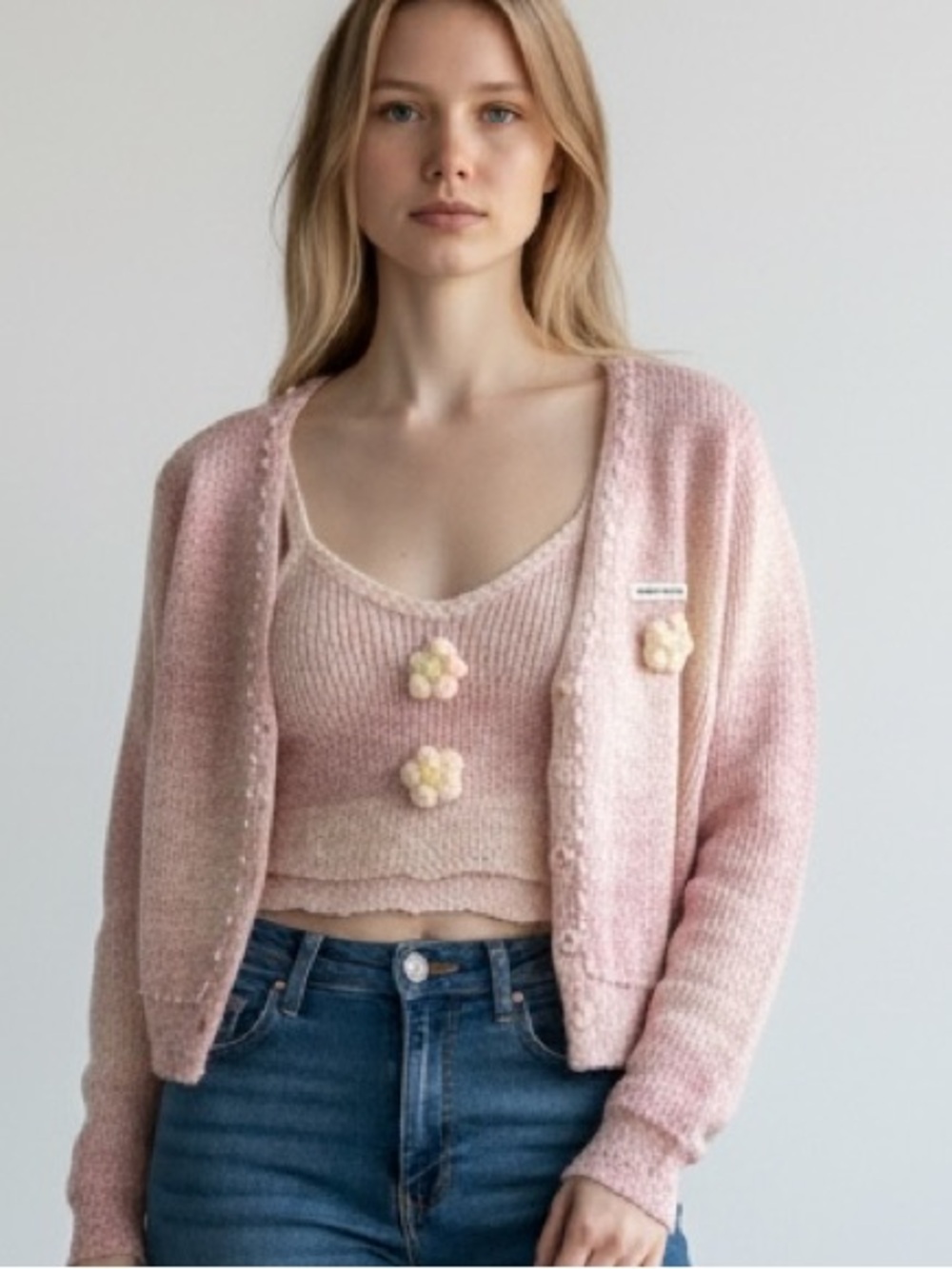 KAโค๏ธCHE Paris Knitted Cropped Set - Pink